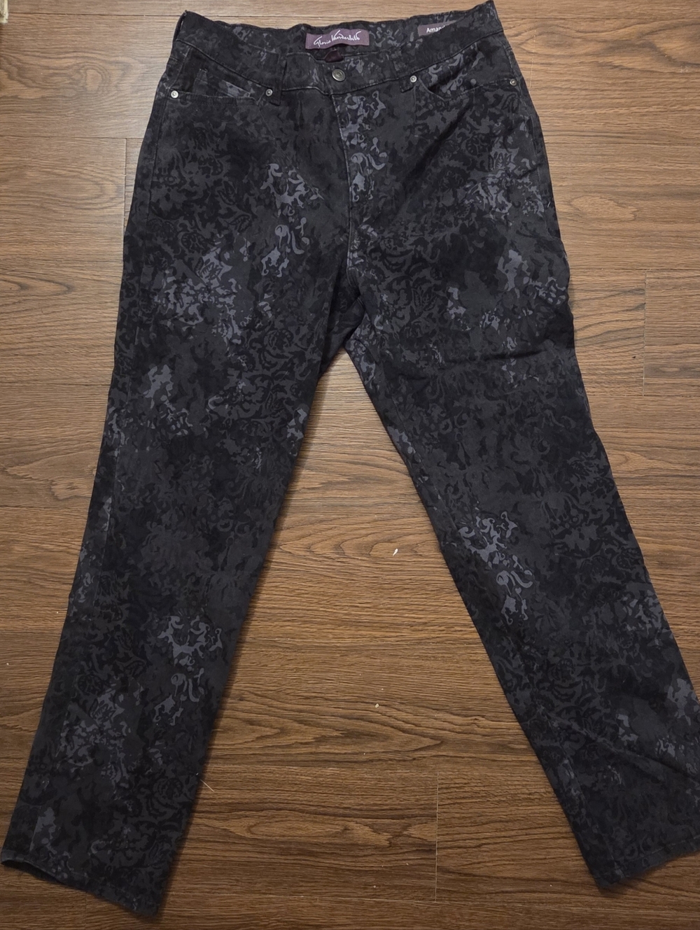 Women's Black Patterned Casual Pants